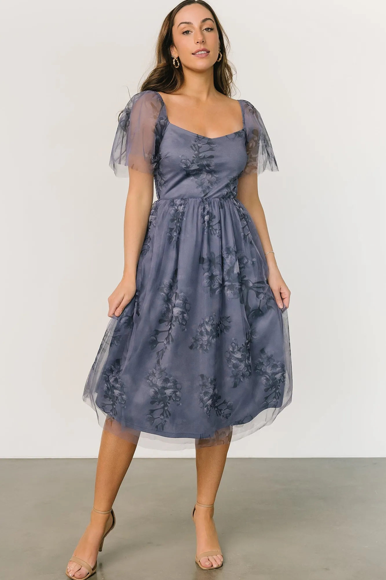 Baltic Born Gwyneth Tulle Midi Dress | Slate Blue Multi