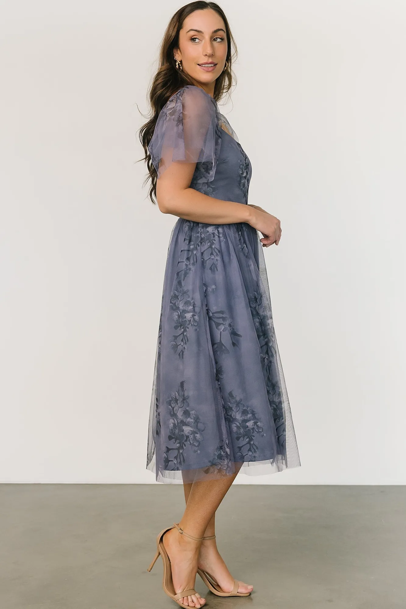 Baltic Born Gwyneth Tulle Midi Dress | Slate Blue Multi