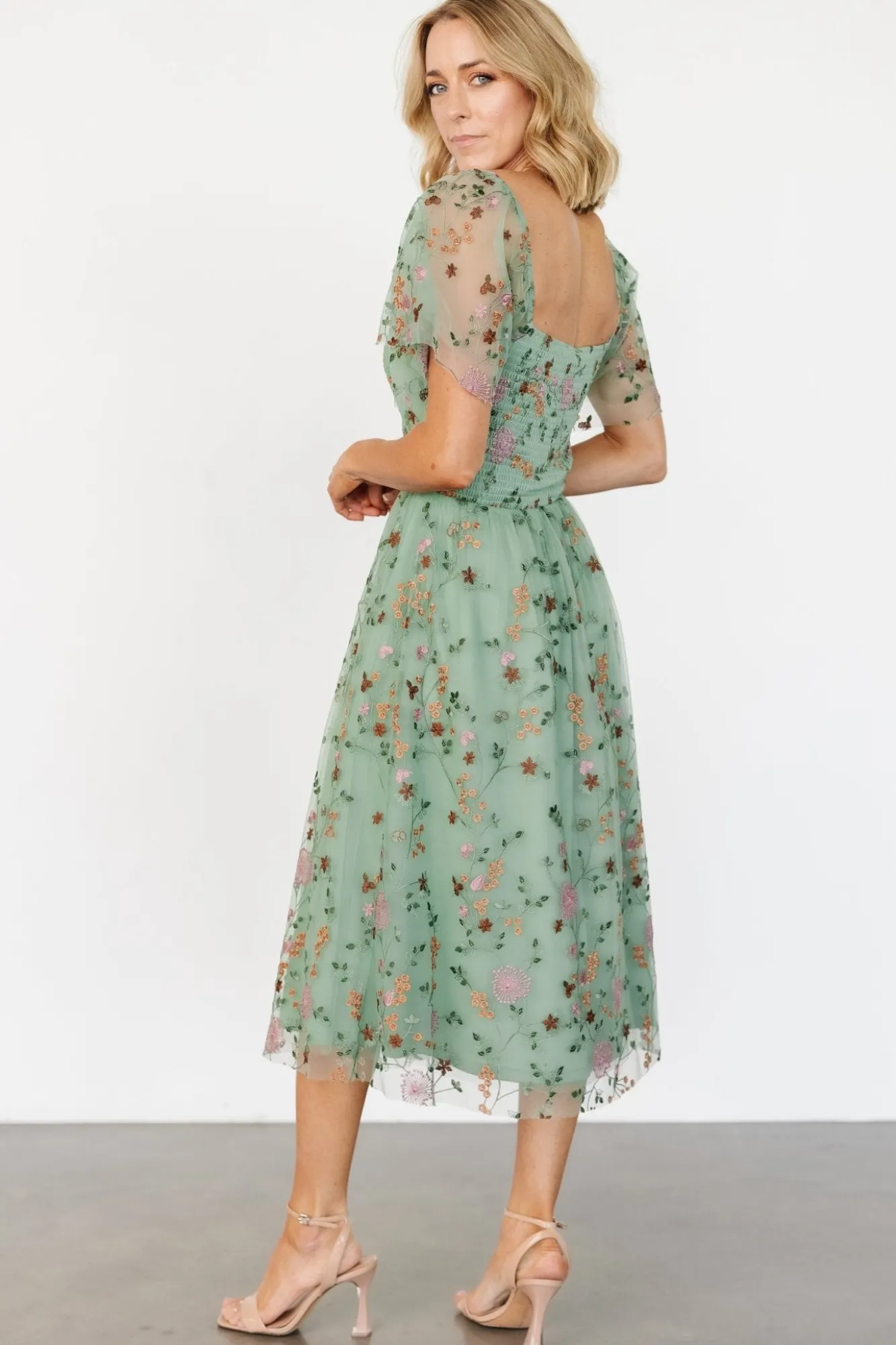 Baltic Born Gwyneth Tulle Midi Dress | Eucalyptus Floral