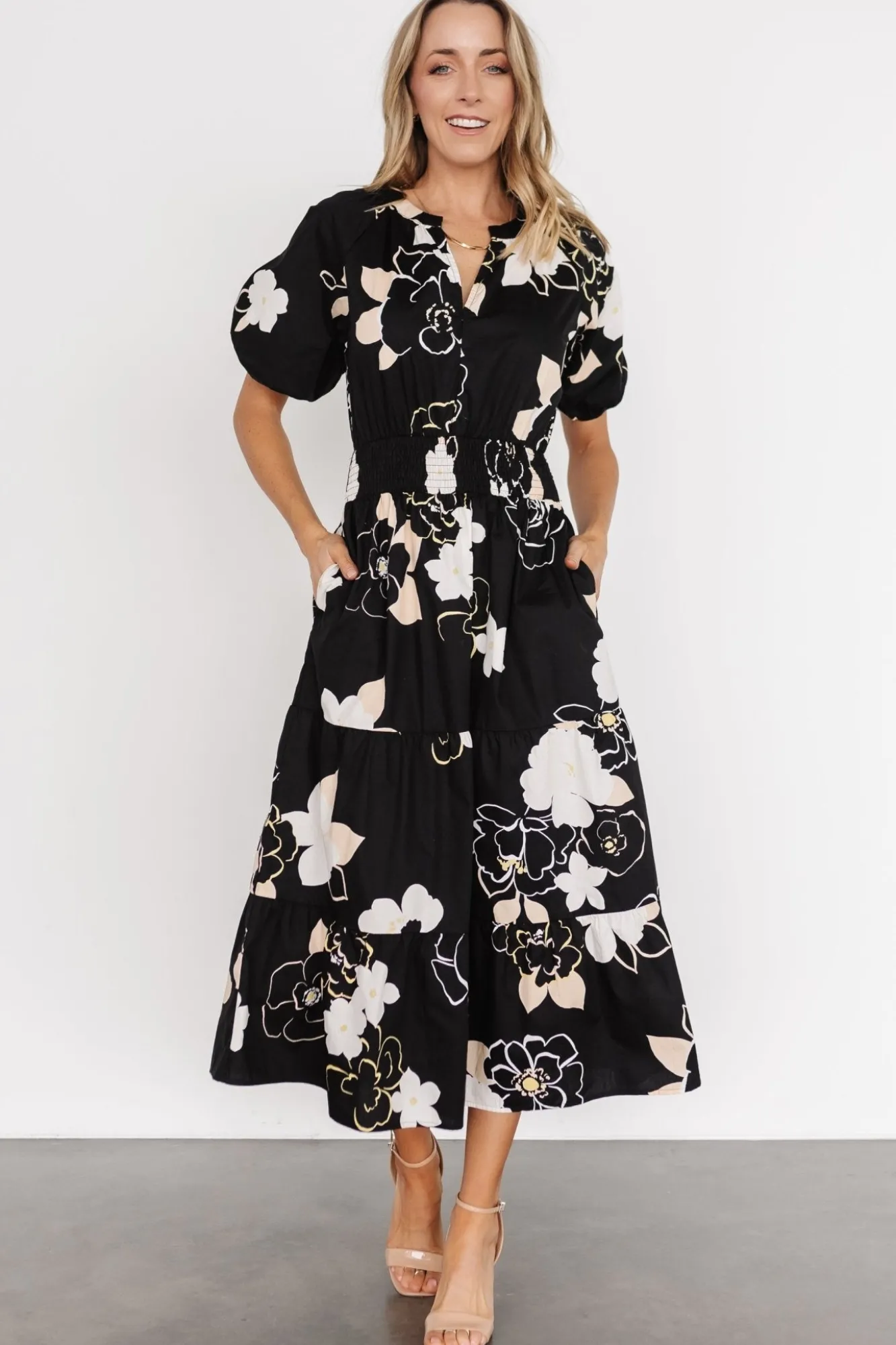 Baltic Born Hacienda Tiered Midi Dress | Black Multi
