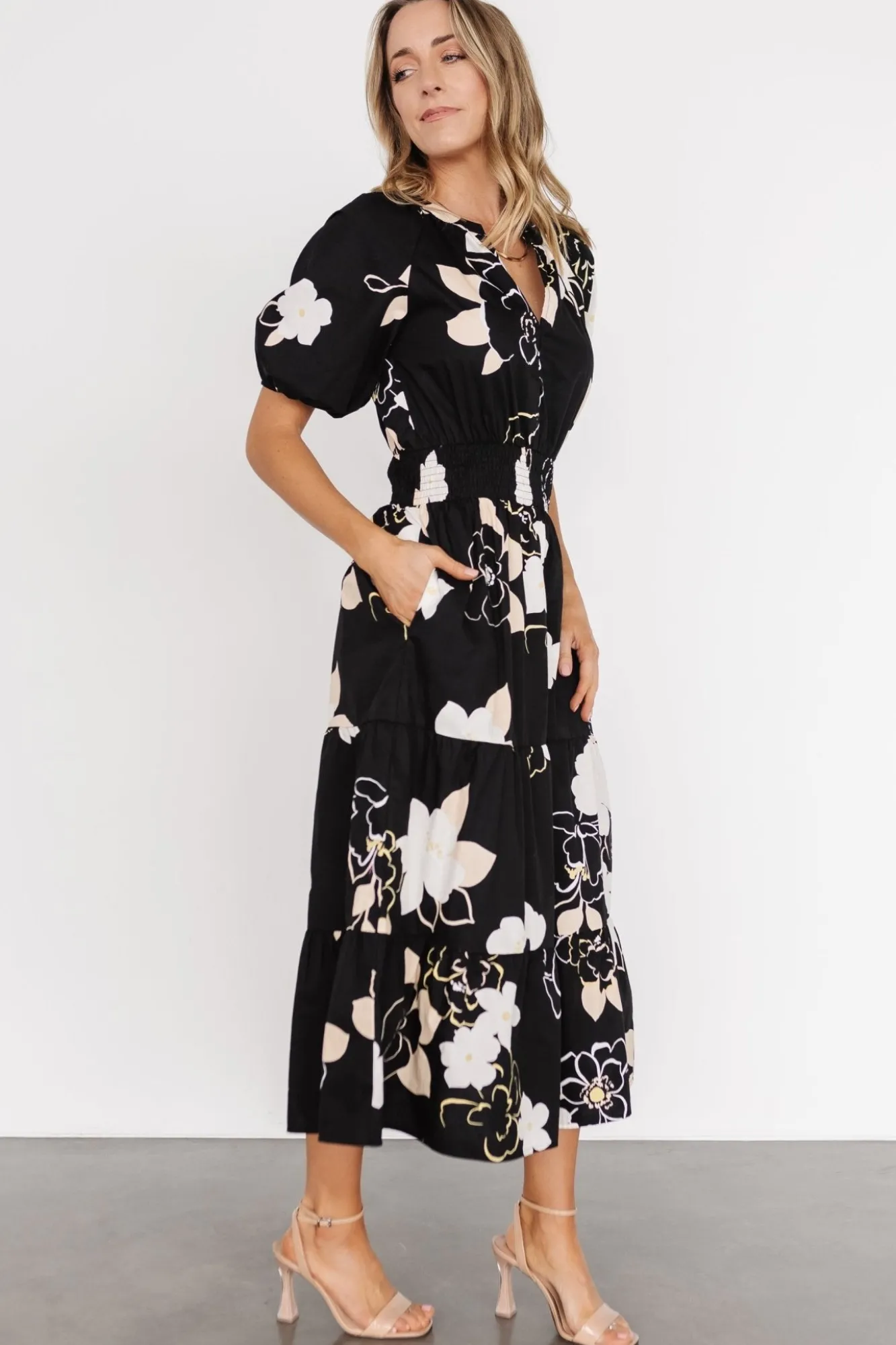 Baltic Born Hacienda Tiered Midi Dress | Black Multi