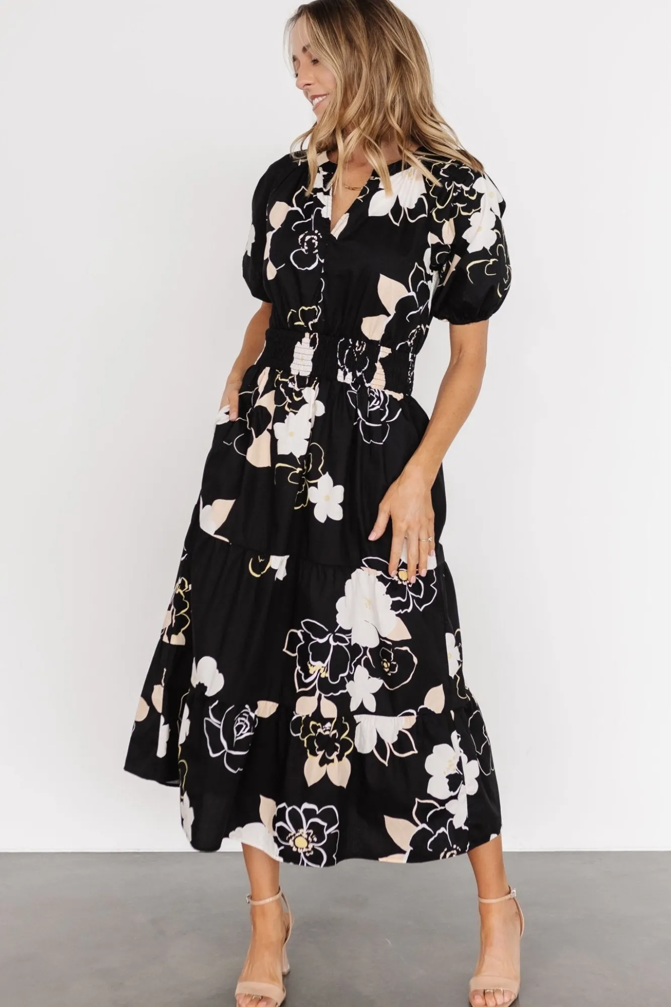 Baltic Born Hacienda Tiered Midi Dress | Black Multi