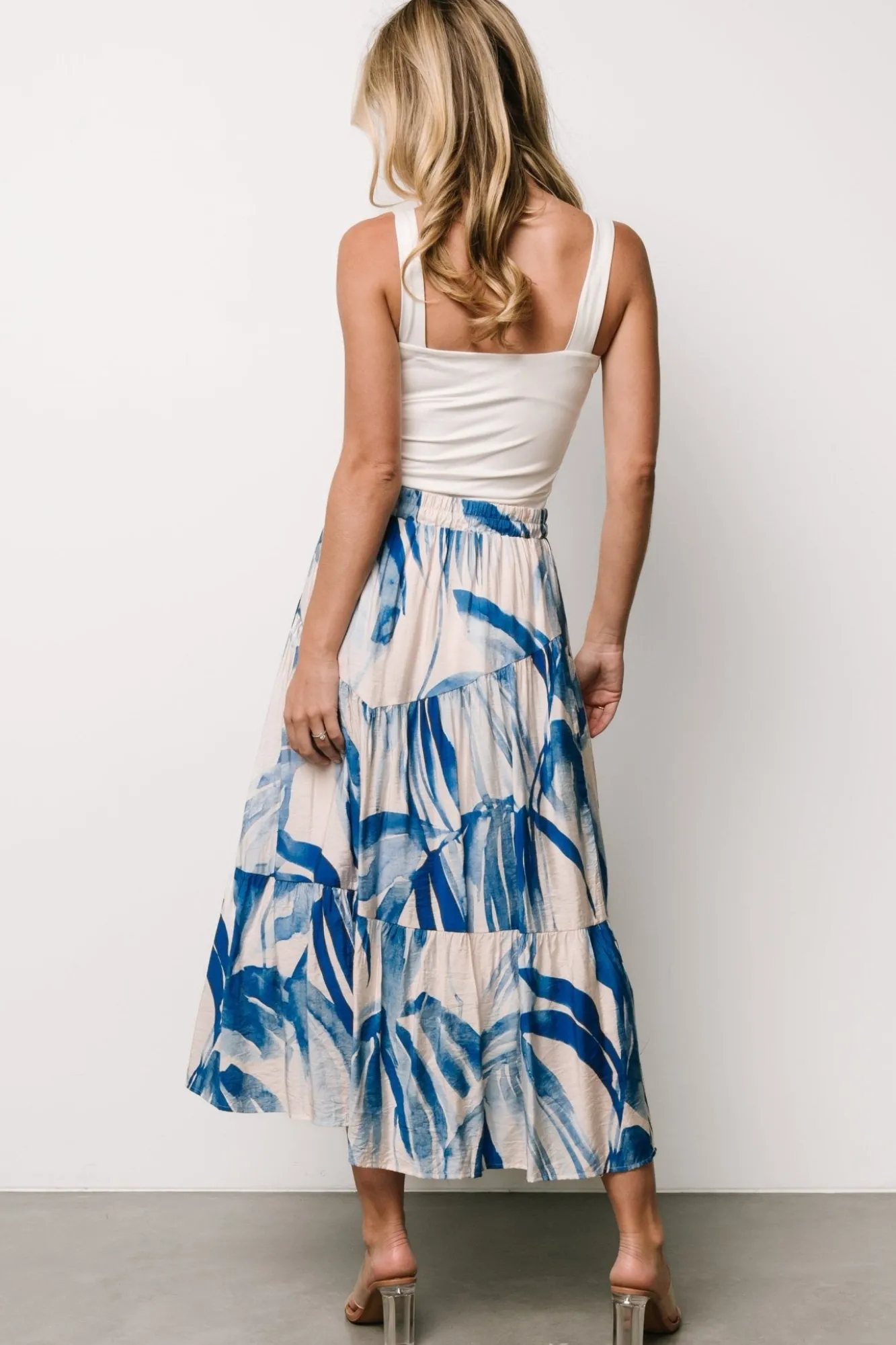 Baltic Born Hailee Tiered Skirt | Off White + Blue