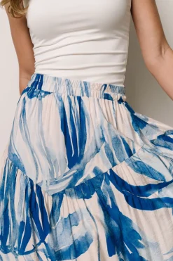 Baltic Born Hailee Tiered Skirt | Off White + Blue
