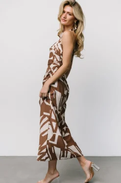 Baltic Born Halin Halter Dress | Brown + Natural Print