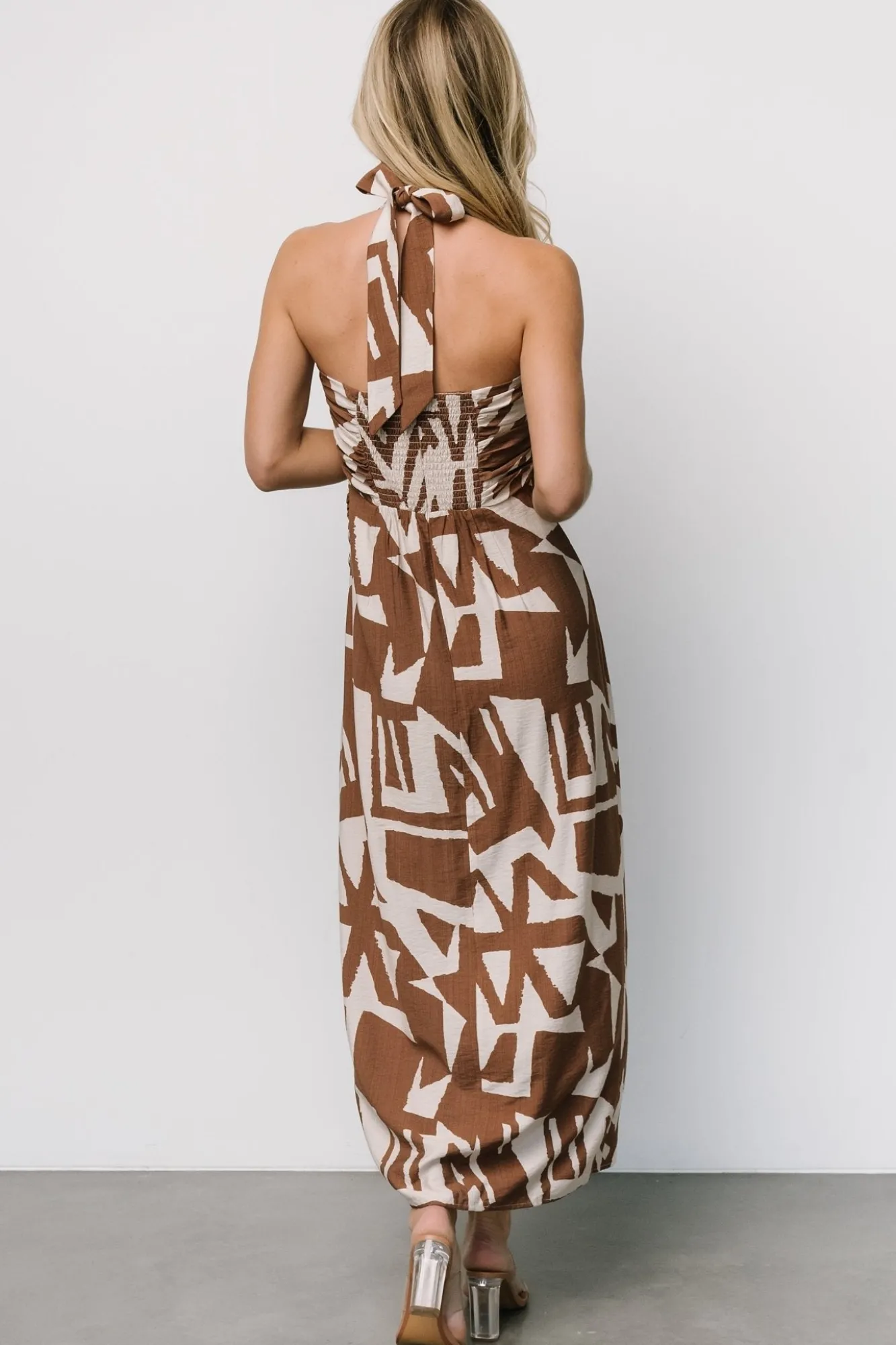 Baltic Born Halin Halter Dress | Brown + Natural Print