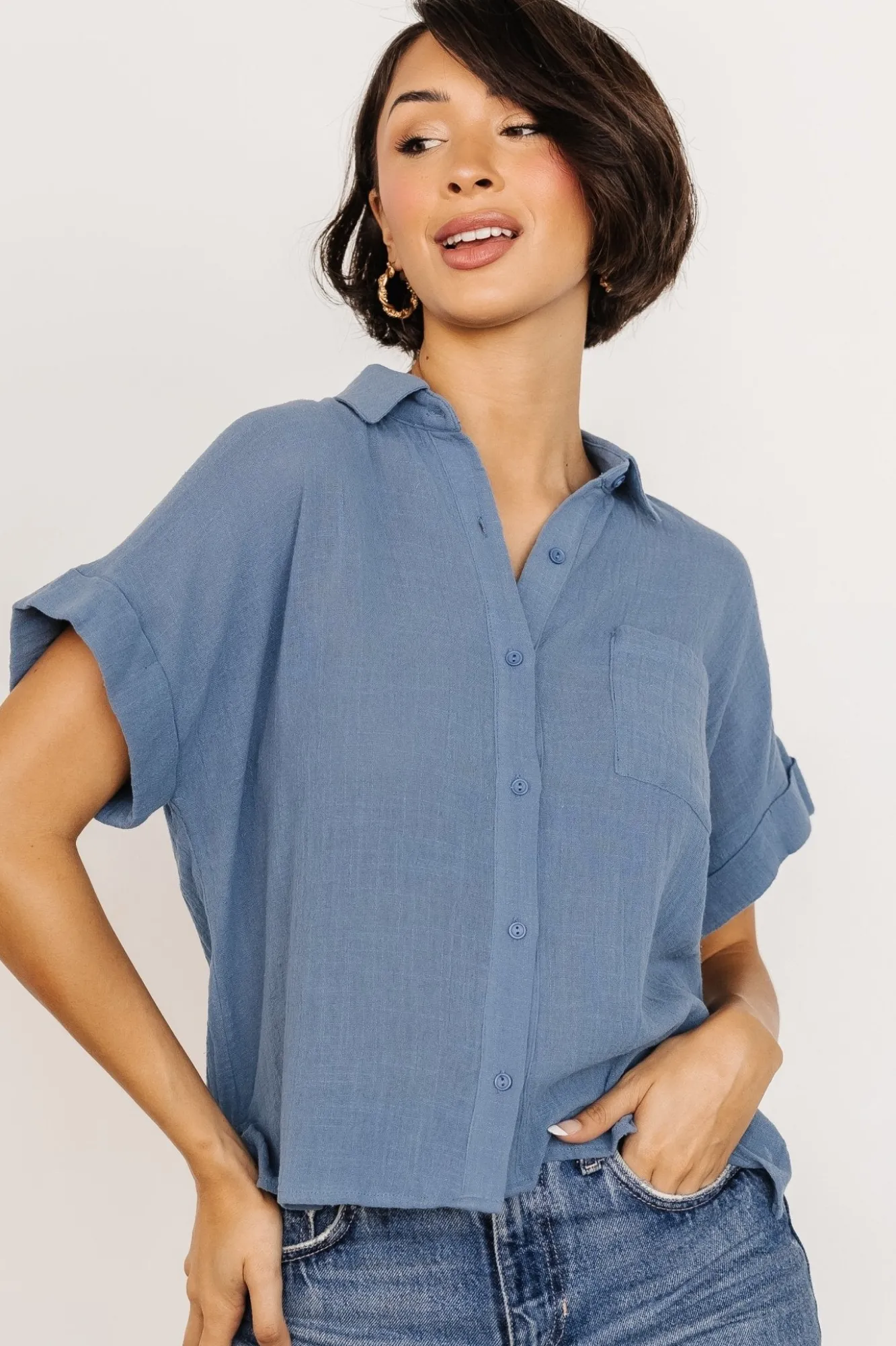 Baltic Born Hammond Short Sleeve Top | Slate Blue