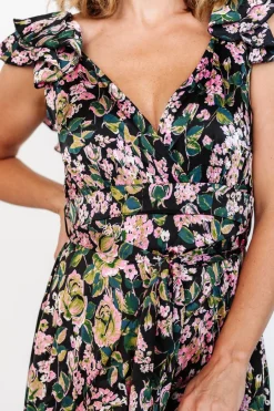 Baltic Born Harlow Satin Maxi Dress | Black Multi