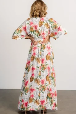 Baltic Born Harmonia Kimono Maxi Dress | White Multi Print
