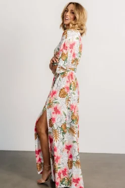 Baltic Born Harmonia Kimono Maxi Dress | White Multi Print