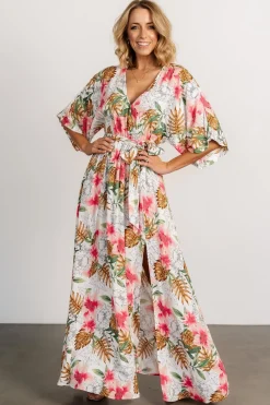 Baltic Born Harmonia Kimono Maxi Dress | White Multi Print