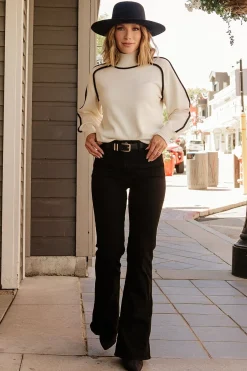 Baltic Born Harrington Sweater | Cream + Black