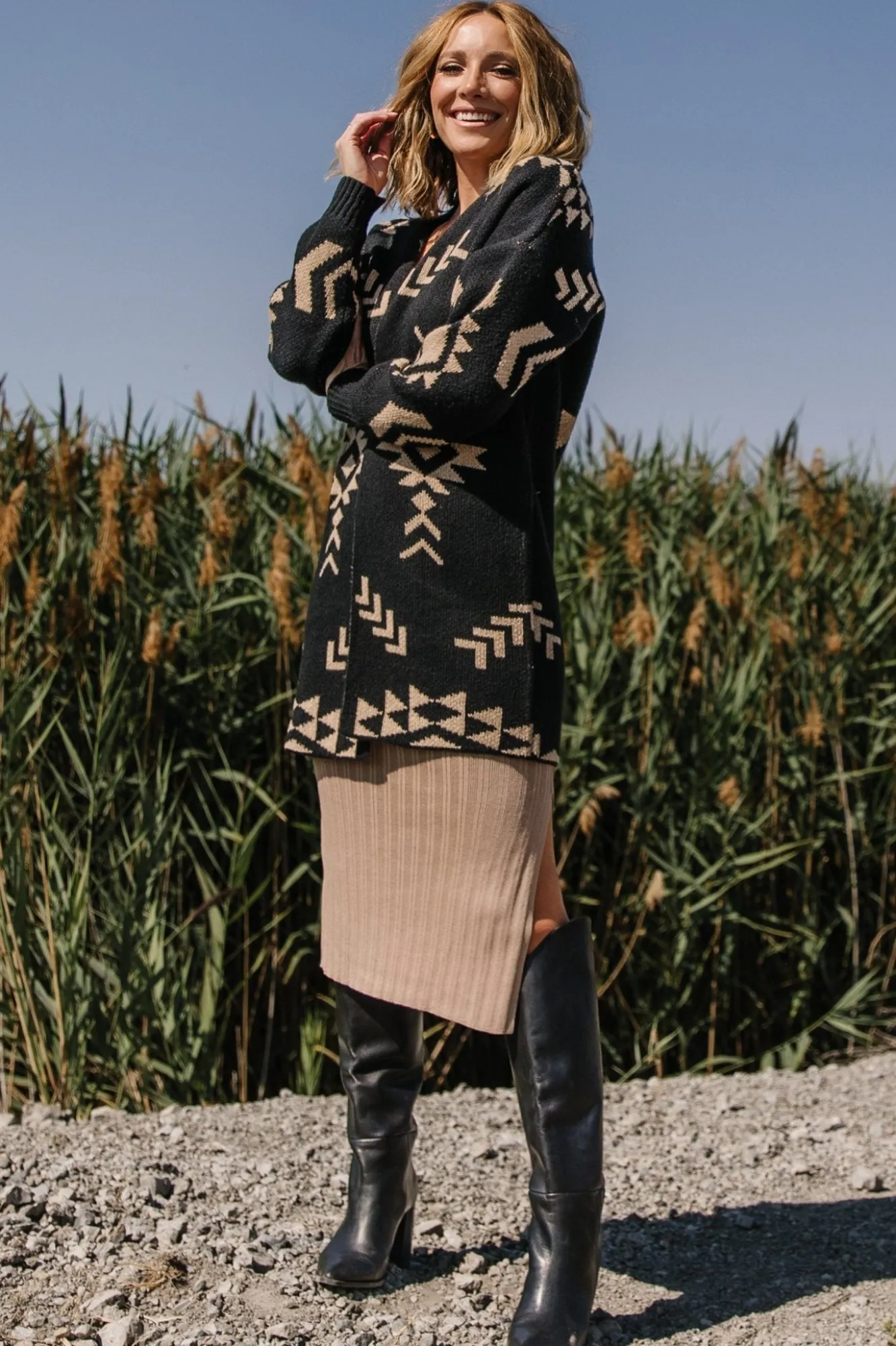 Baltic Born Hays Oversized Cardigan | Black + Tan