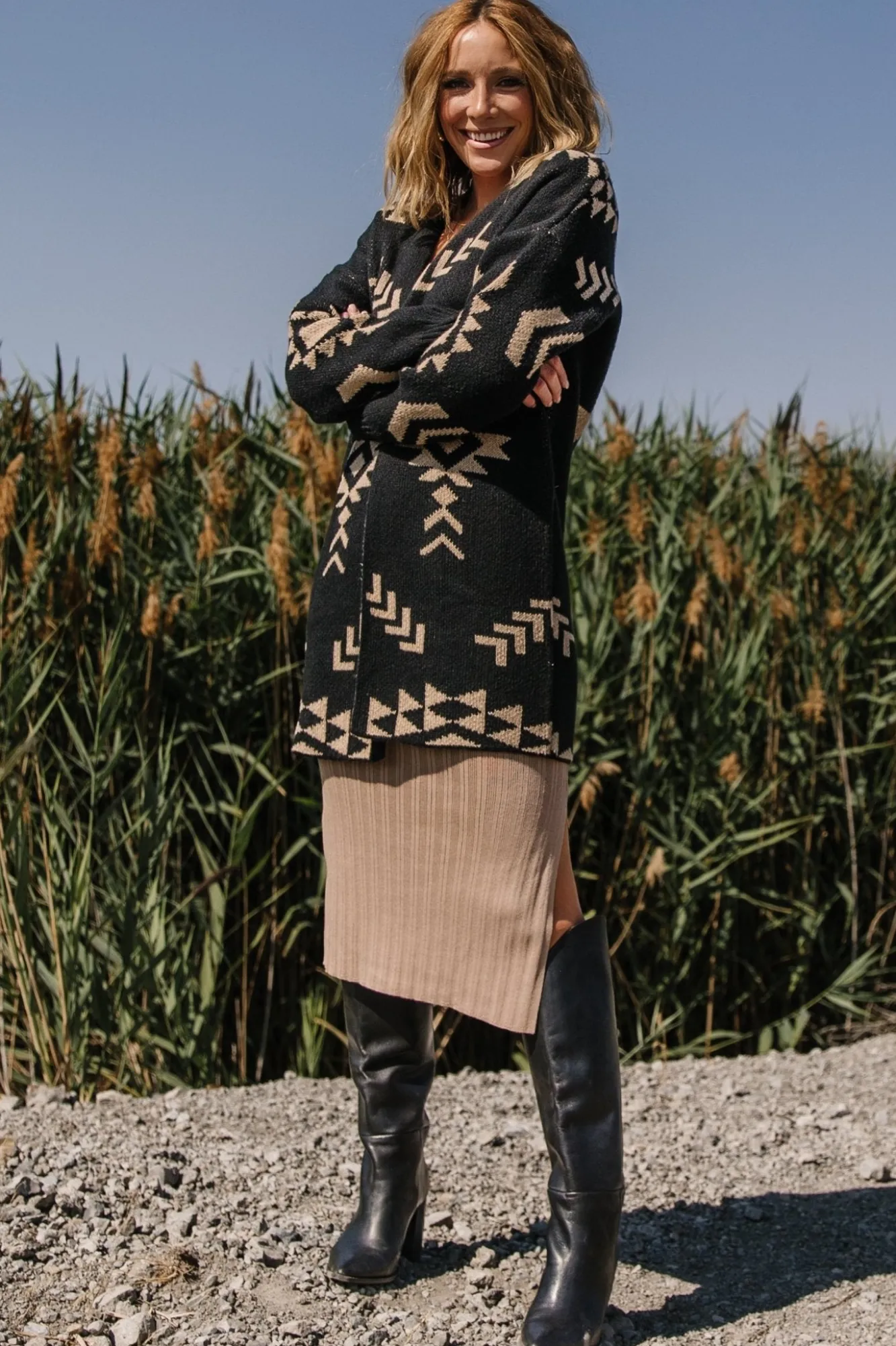 Baltic Born Hays Oversized Cardigan | Black + Tan