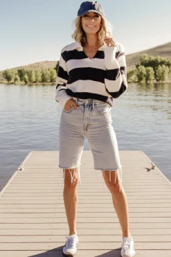 Baltic Born Heather Striped Sweater | Cream + Navy