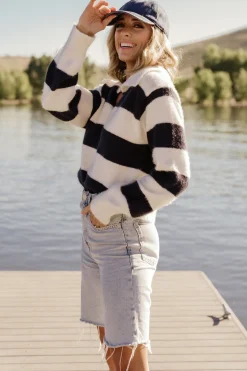 Baltic Born Heather Striped Sweater | Cream + Navy