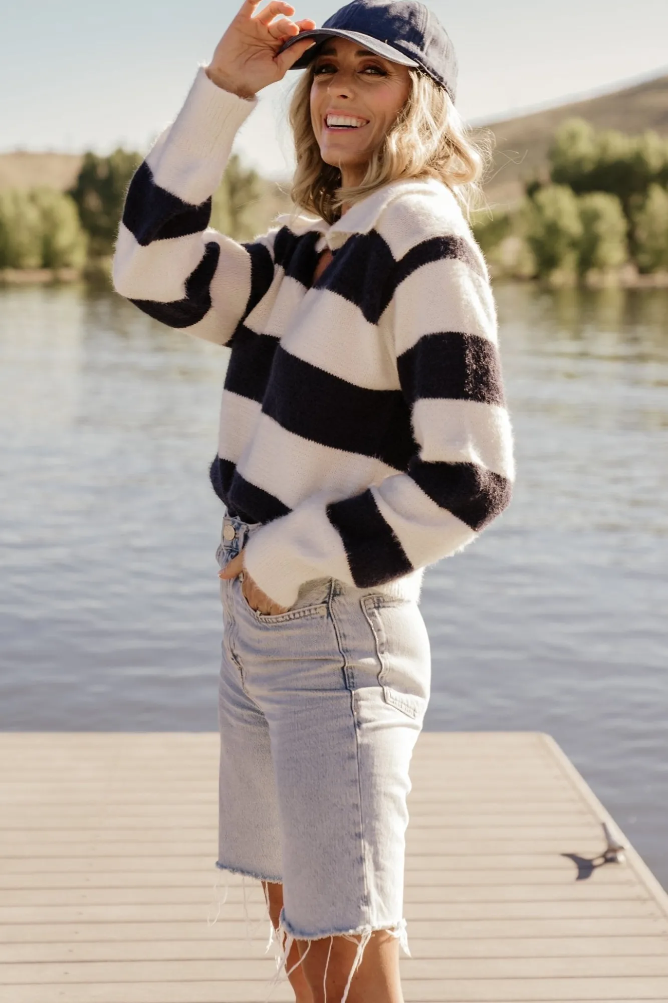 Baltic Born Heather Striped Sweater | Cream + Navy