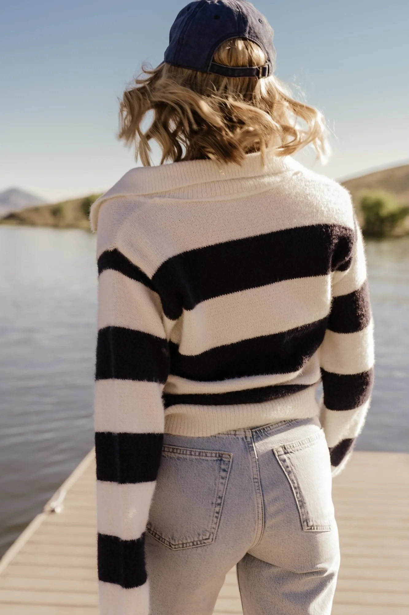 Baltic Born Heather Striped Sweater | Cream + Navy