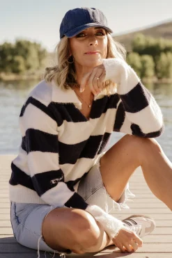 Baltic Born Heather Striped Sweater | Cream + Navy