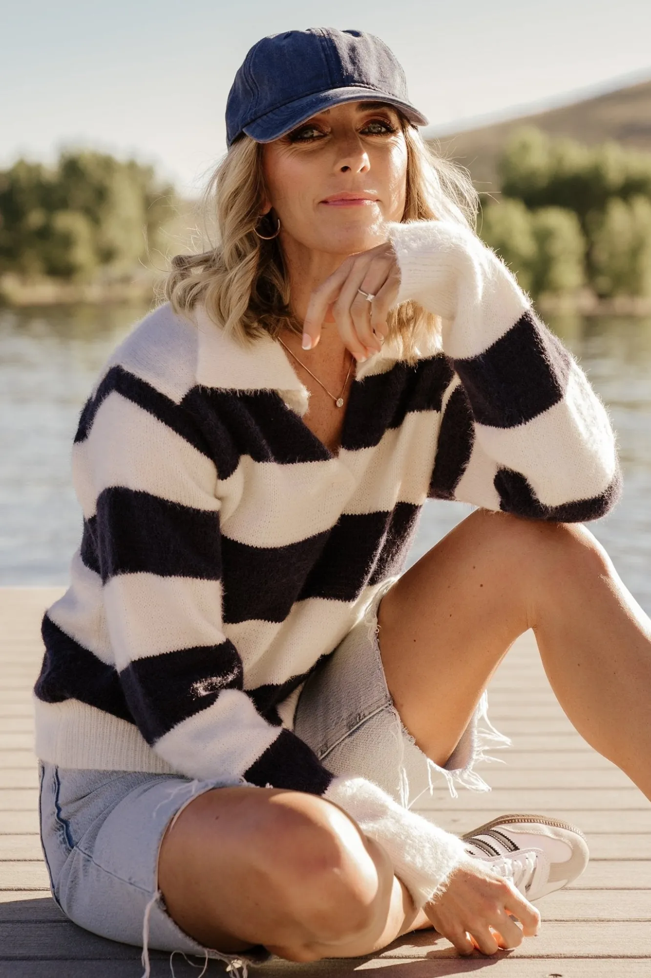 Baltic Born Heather Striped Sweater | Cream + Navy