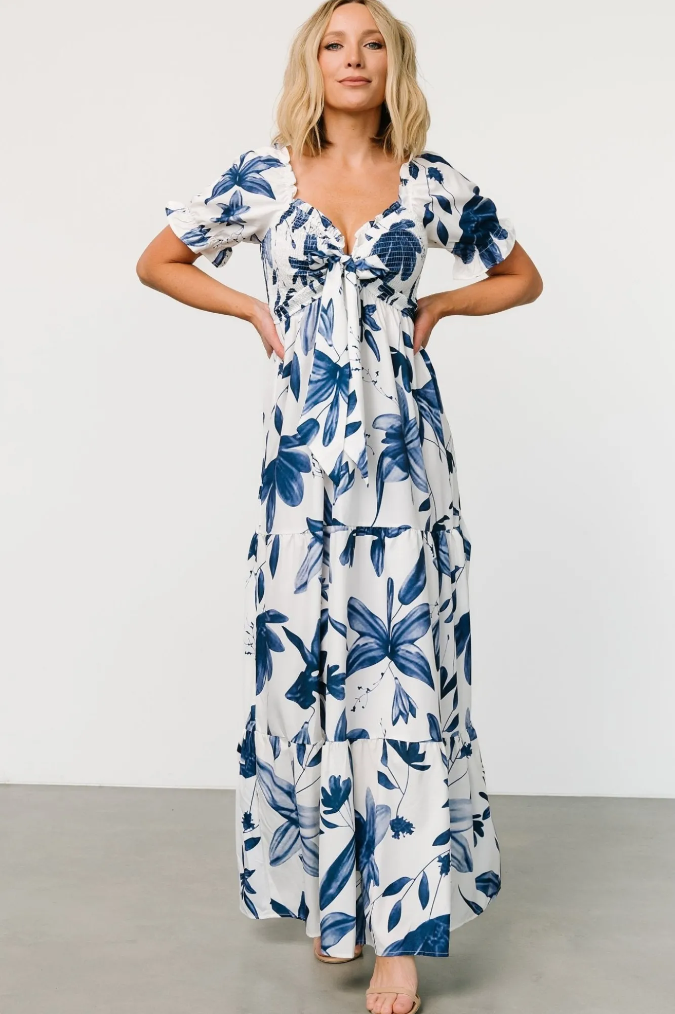 Baltic Born Hilaria Maxi Dress | White + Blue