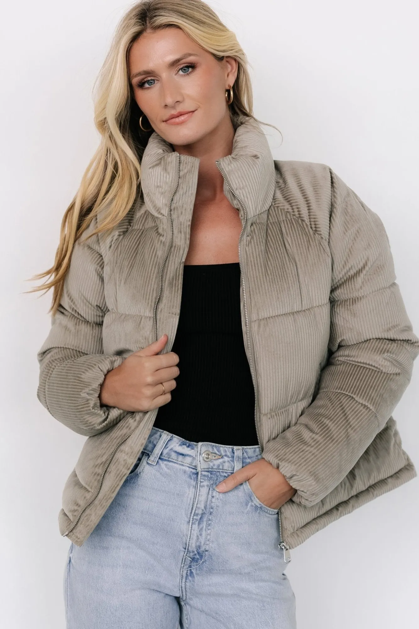 Baltic Born Holden Corduroy Puffer Jacket | Dusty Sage
