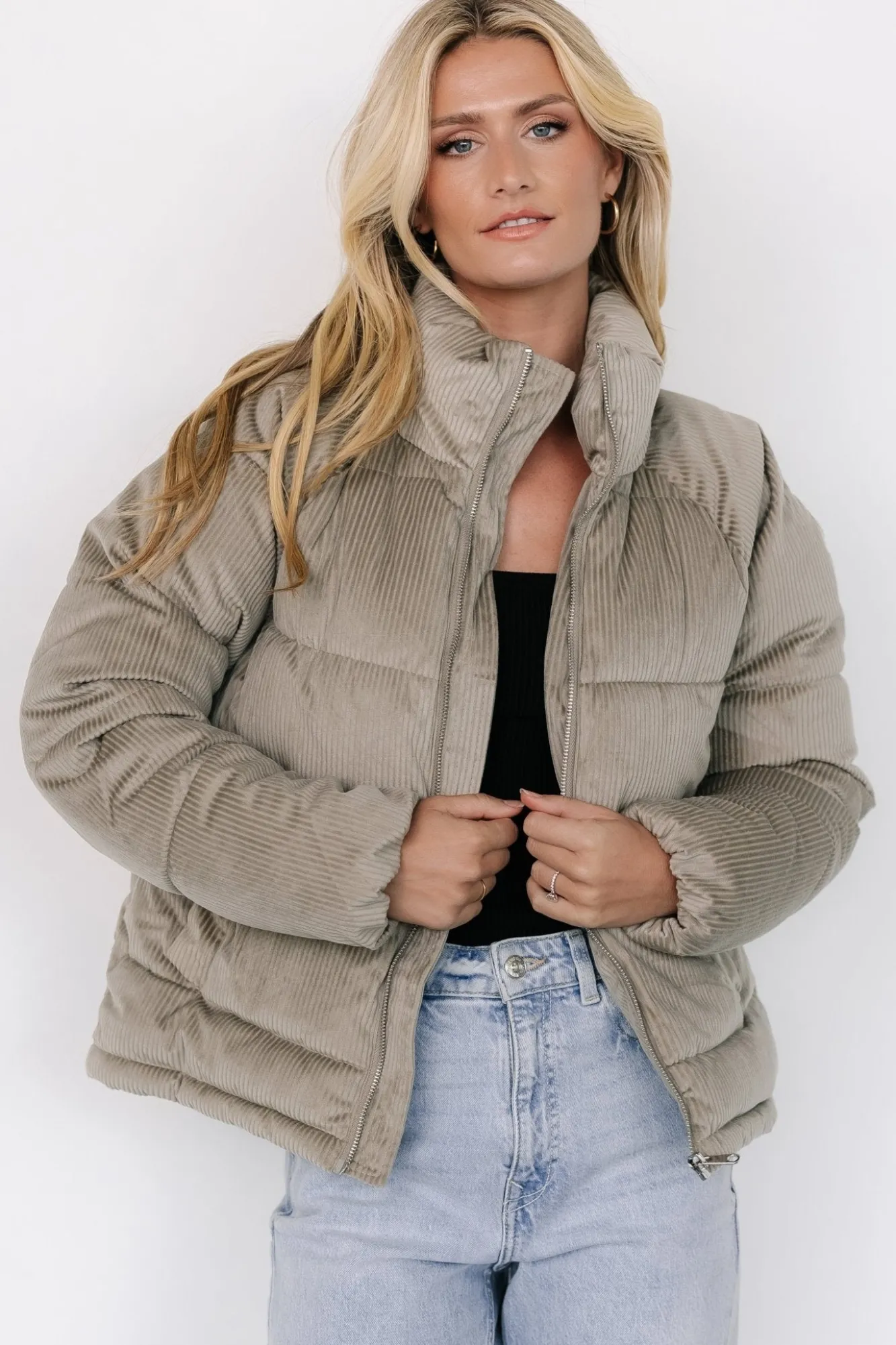Baltic Born Holden Corduroy Puffer Jacket | Dusty Sage