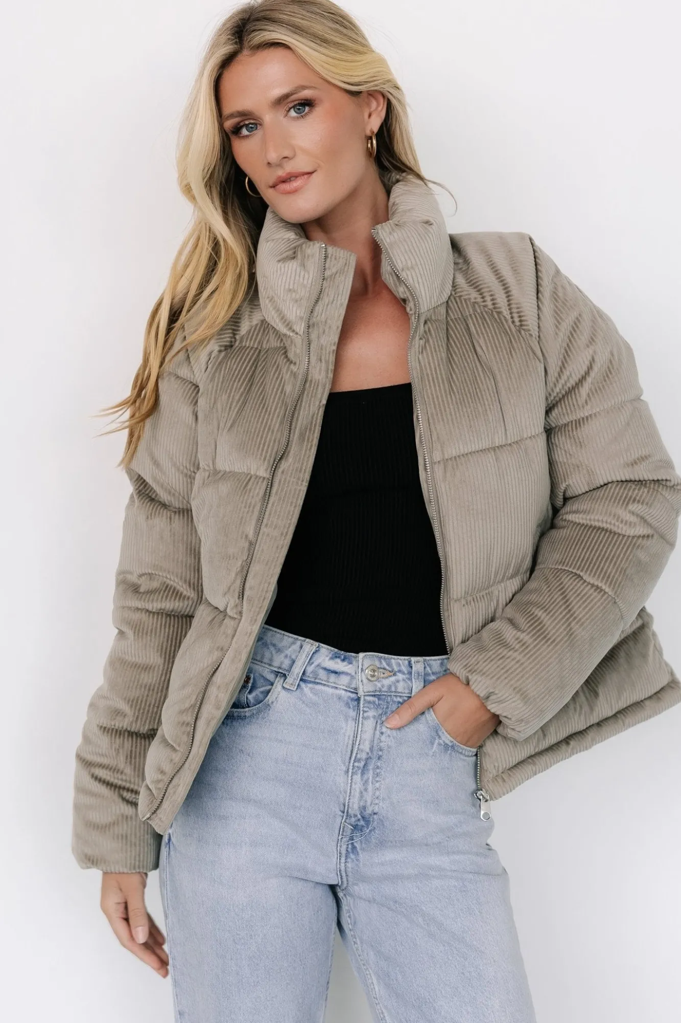 Baltic Born Holden Corduroy Puffer Jacket | Dusty Sage