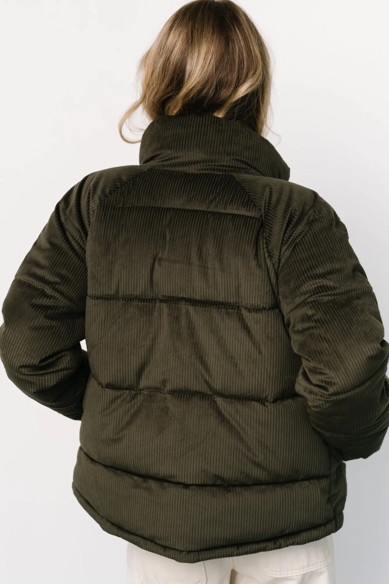 Baltic Born Holden Corduroy Puffer Jacket | Olive Charcoal