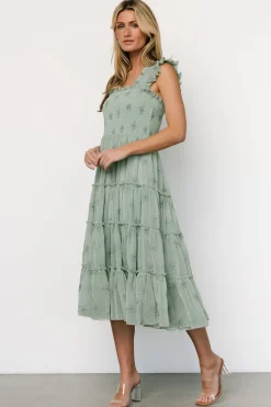 Baltic Born Holland Embroidered Dress | Light Sage