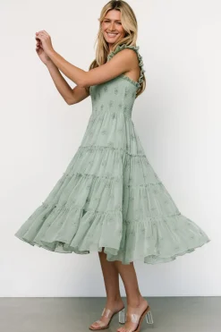 Baltic Born Holland Embroidered Dress | Light Sage