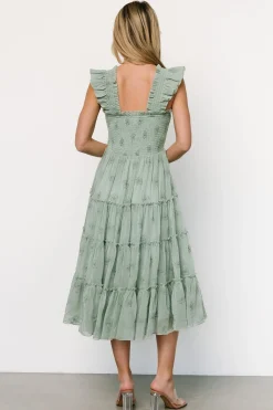 Baltic Born Holland Embroidered Dress | Light Sage