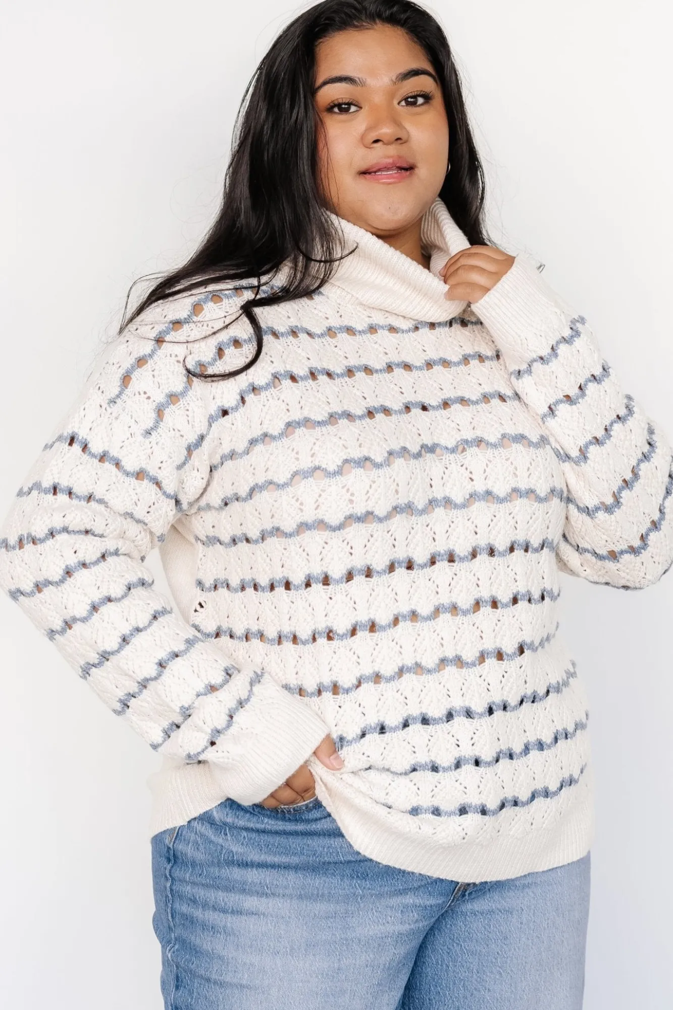 Baltic Born Hollis Knit Sweater | Ivory + Blue