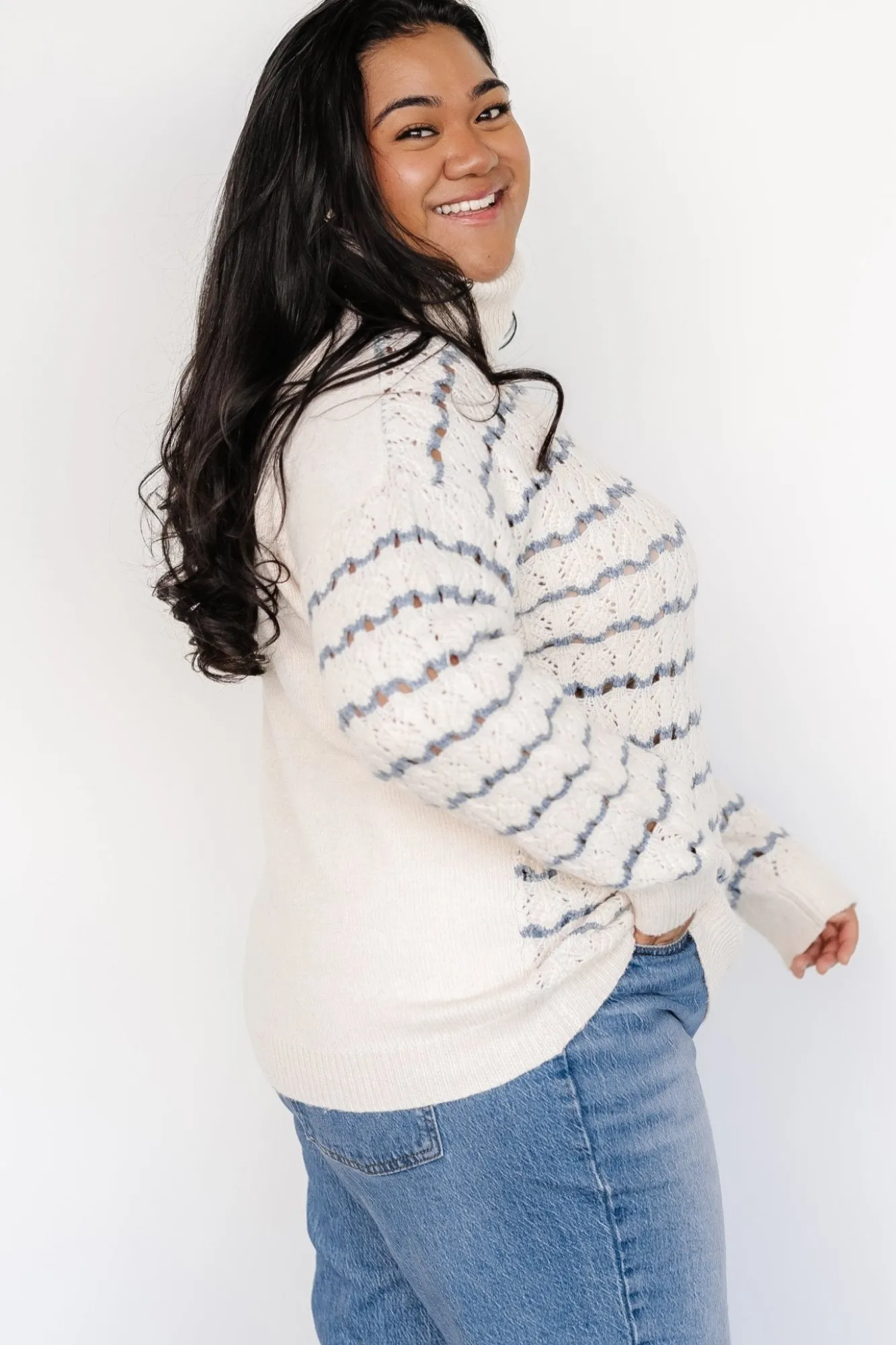 Baltic Born Hollis Knit Sweater | Ivory + Blue