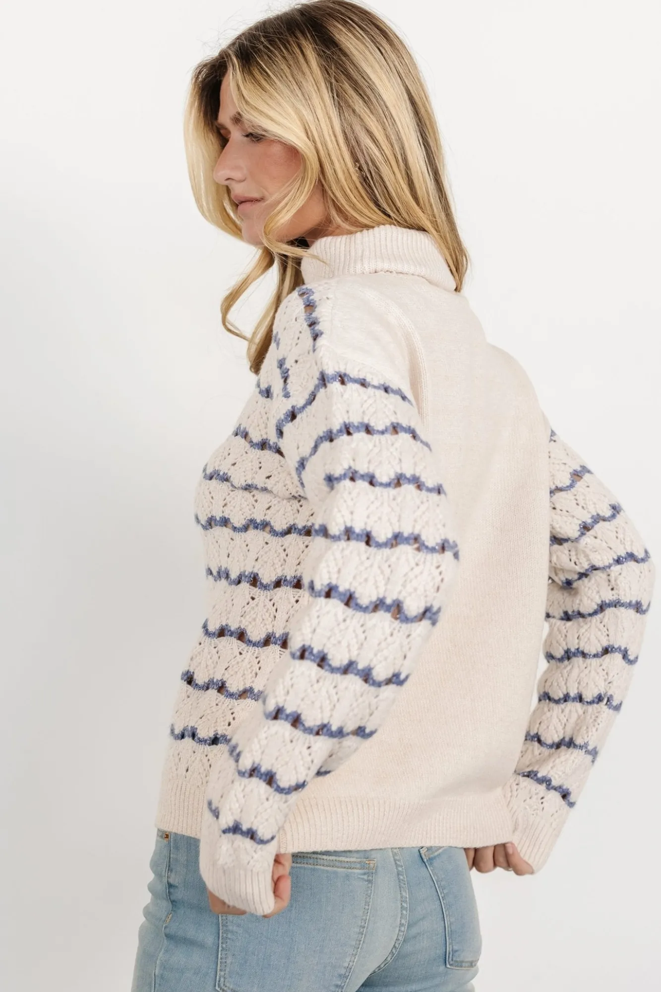 Baltic Born Hollis Knit Sweater | Ivory + Blue