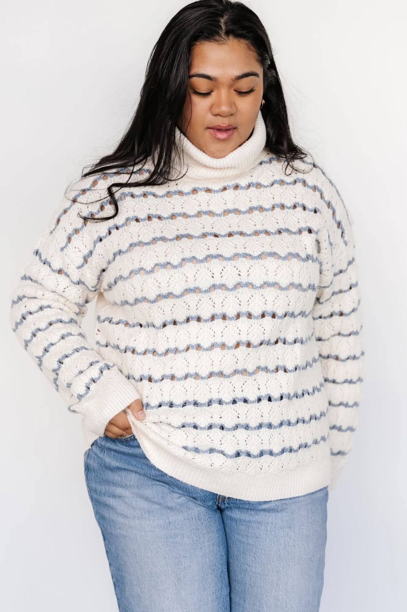 Baltic Born Hollis Knit Sweater | Ivory + Blue