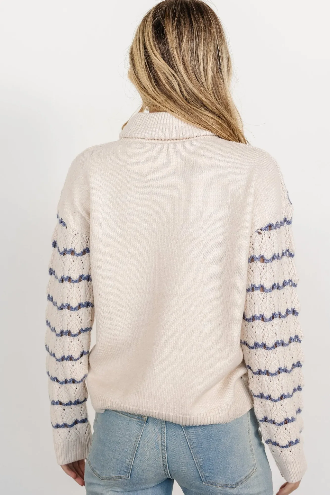 Baltic Born Hollis Knit Sweater | Ivory + Blue