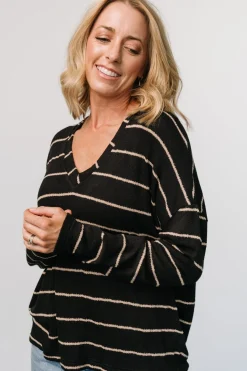 Baltic Born Houston Relaxed Sweater Top | Black Stripe