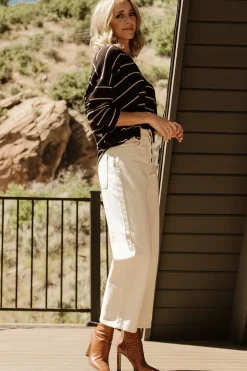 Baltic Born Houston Relaxed Sweater Top | Black Stripe
