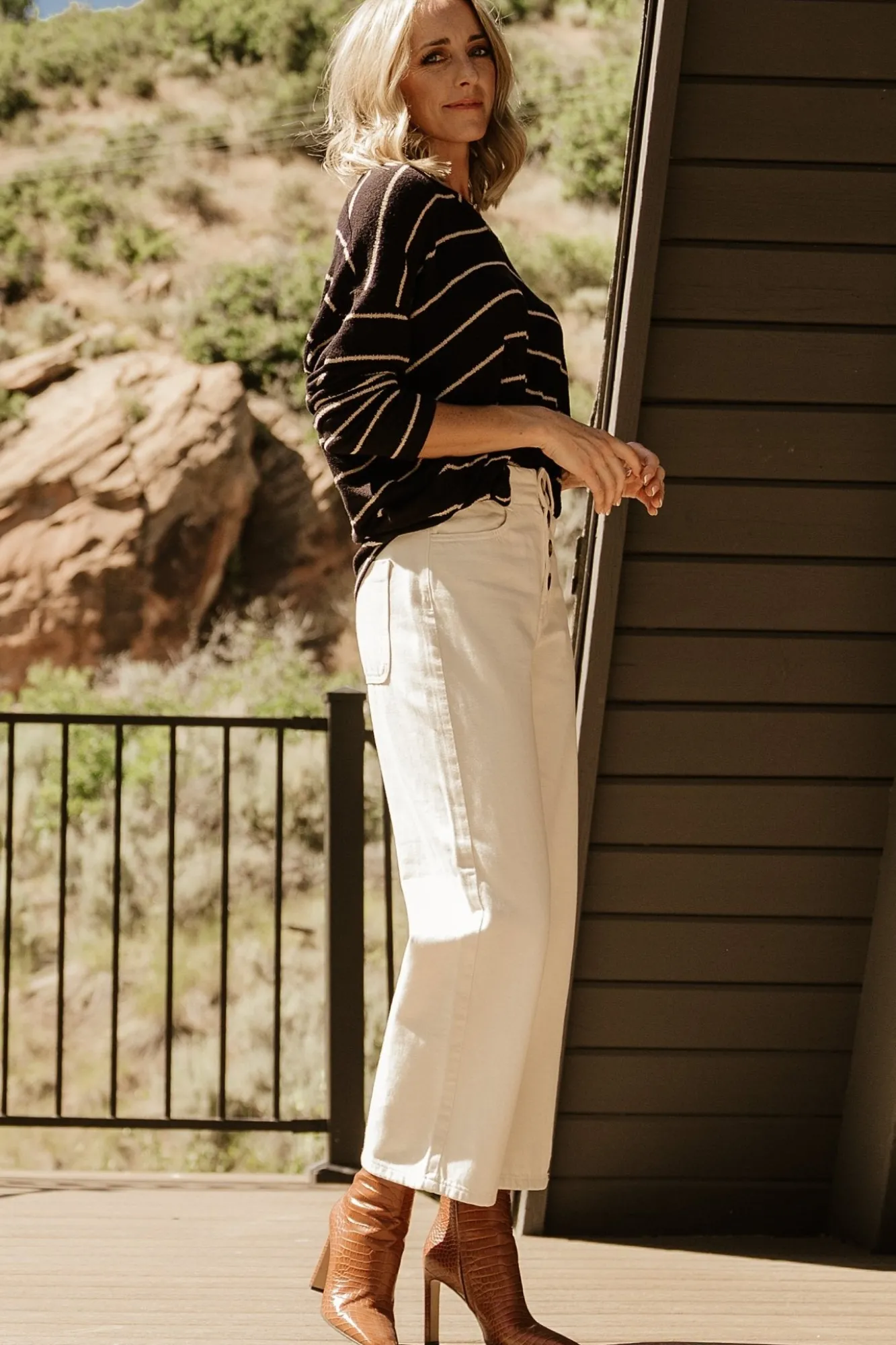 Baltic Born Houston Relaxed Sweater Top | Black Stripe