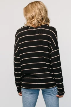 Baltic Born Houston Relaxed Sweater Top | Black Stripe