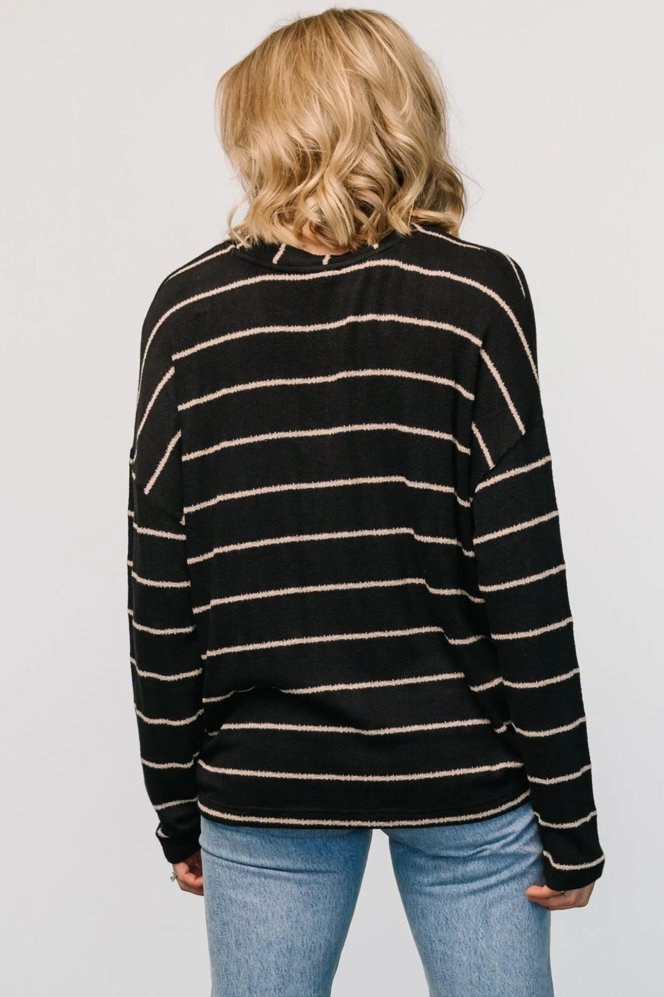 Baltic Born Houston Relaxed Sweater Top | Black Stripe