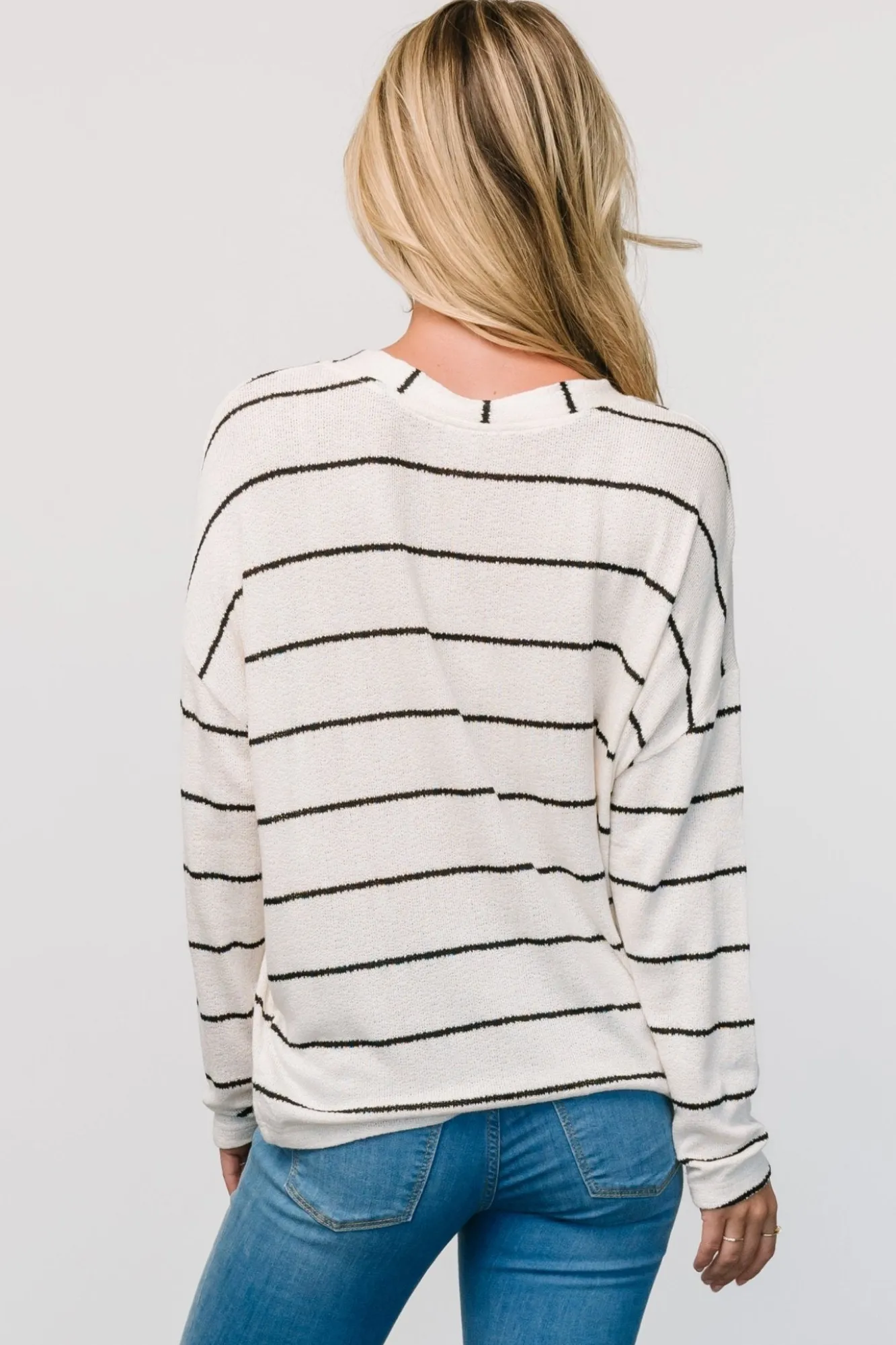 Baltic Born Houston Relaxed Sweater Top | Ivory Stripe