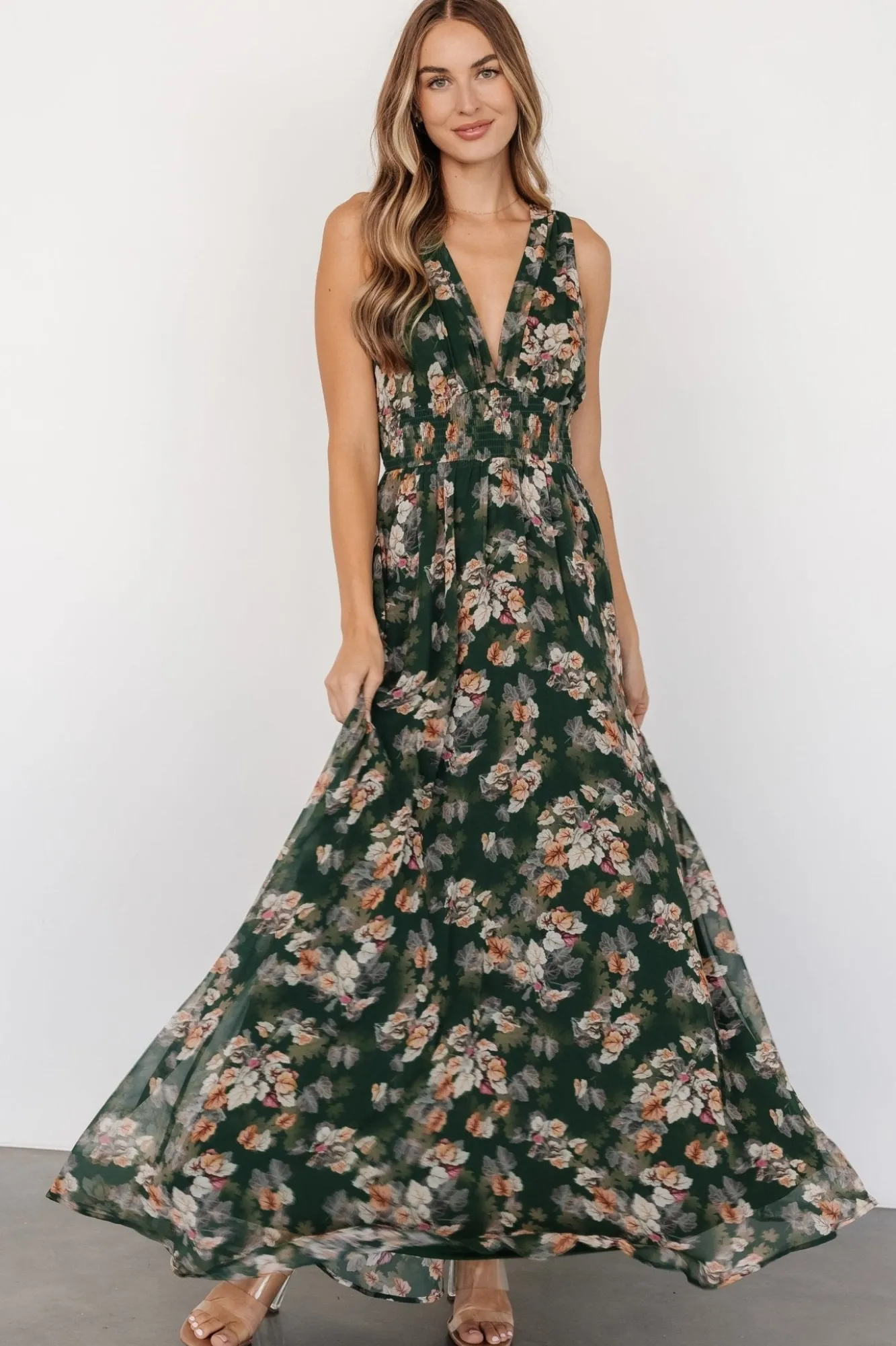 Baltic Born Imogen Maxi Dress | Deep Green Multi
