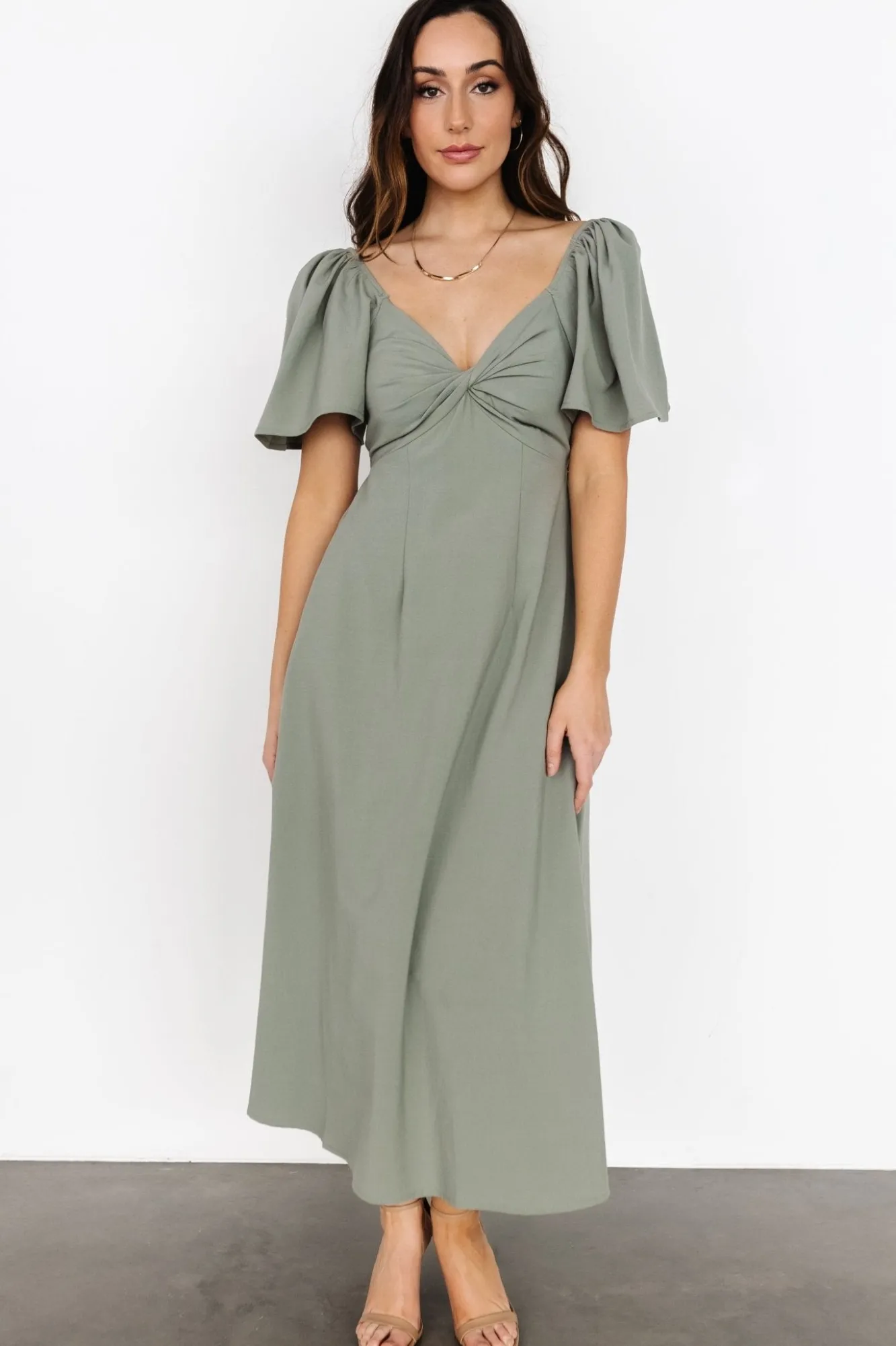 Baltic Born Indie Back Tie Dress | Dusty Green