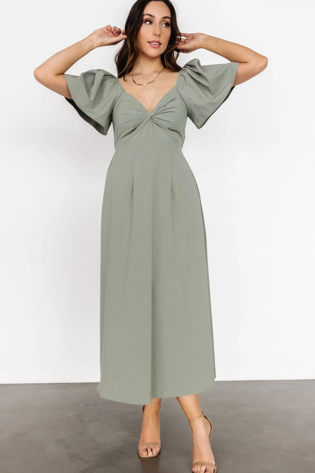 Baltic Born Indie Back Tie Dress | Dusty Green