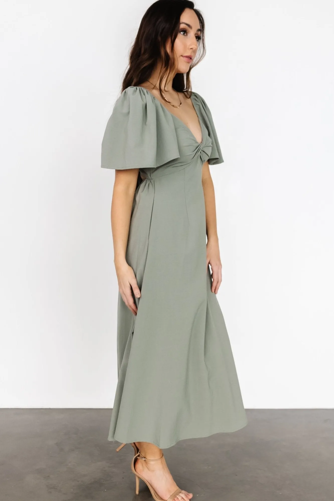 Baltic Born Indie Back Tie Dress | Dusty Green