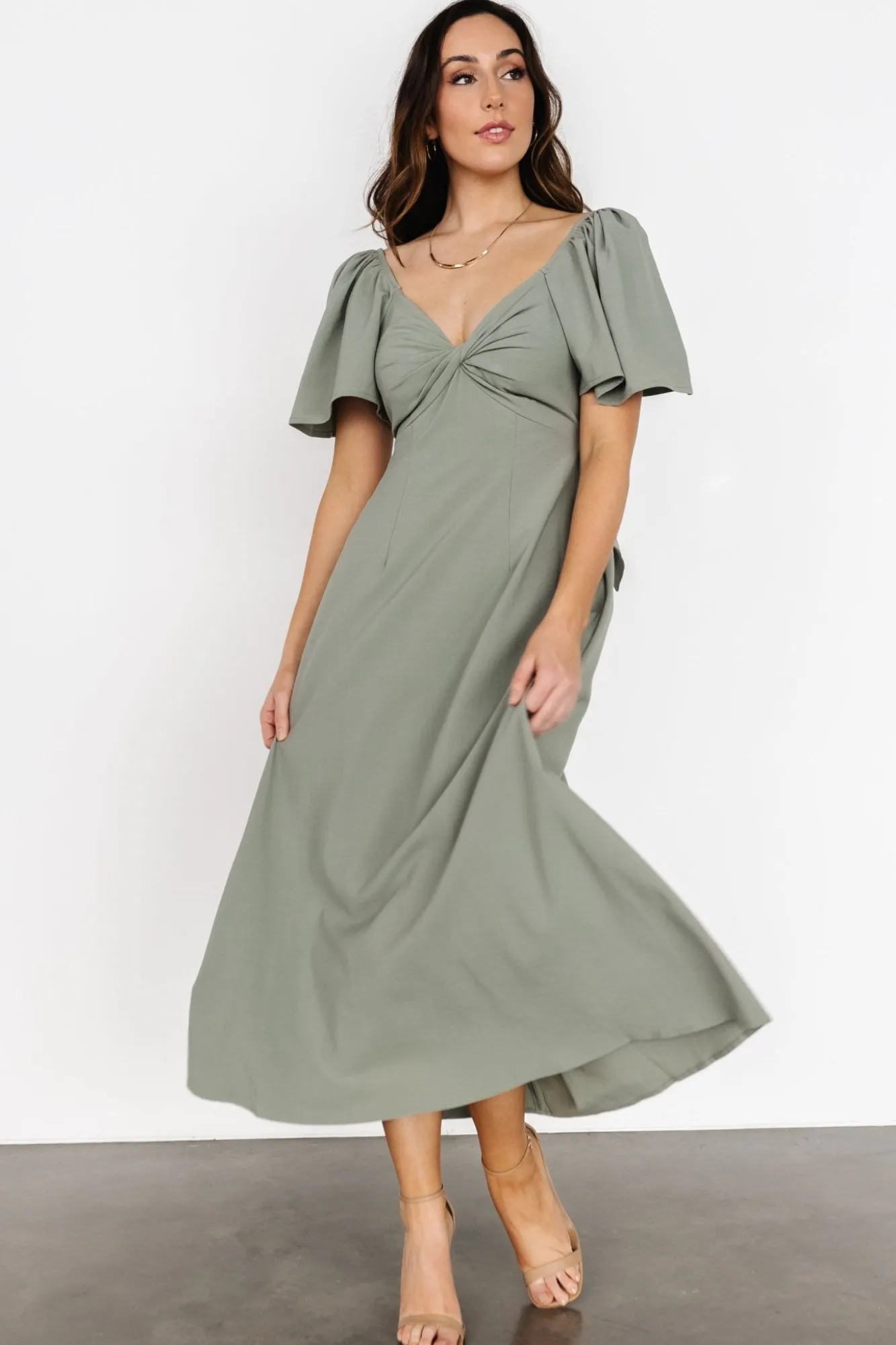Baltic Born Indie Back Tie Dress | Dusty Green
