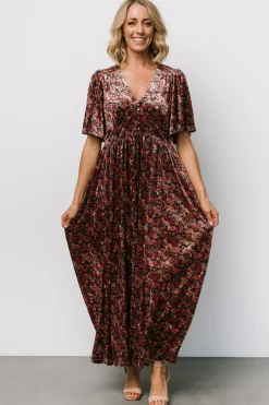 Baltic Born Irina Velvet Maxi Dress | Black Multi Floral