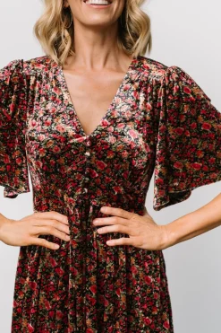 Baltic Born Irina Velvet Maxi Dress | Black Multi Floral